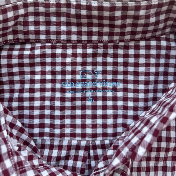 Vineyard Vines Shirt Gingham Red White Plaid Check Preppy Country Club Boy 16 - Picture 2 of 2